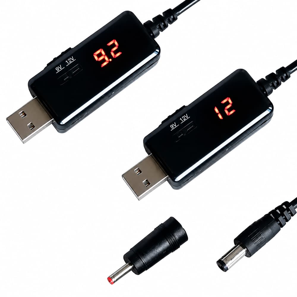 Кабель для роутера от повербанка USB 5V на 9V/12V с LED-дисплеем (2)