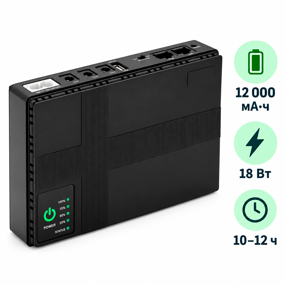 Безперебійник для роутера ДБЖ 12000 mAh 18W — міні UPS 12V — фото 3