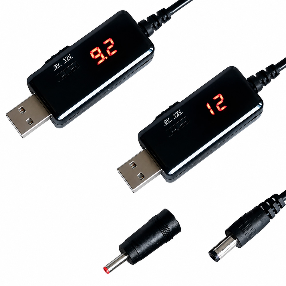 Кабель для роутера від павербанка USB 5V на 9V/12V з LED-дисплеєм — фото 2