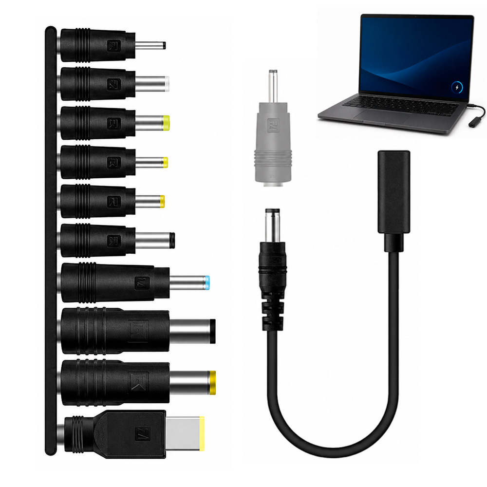 Кабель для зарядки ноутбука від павербанка USB-C PD 65W з набором перехідників