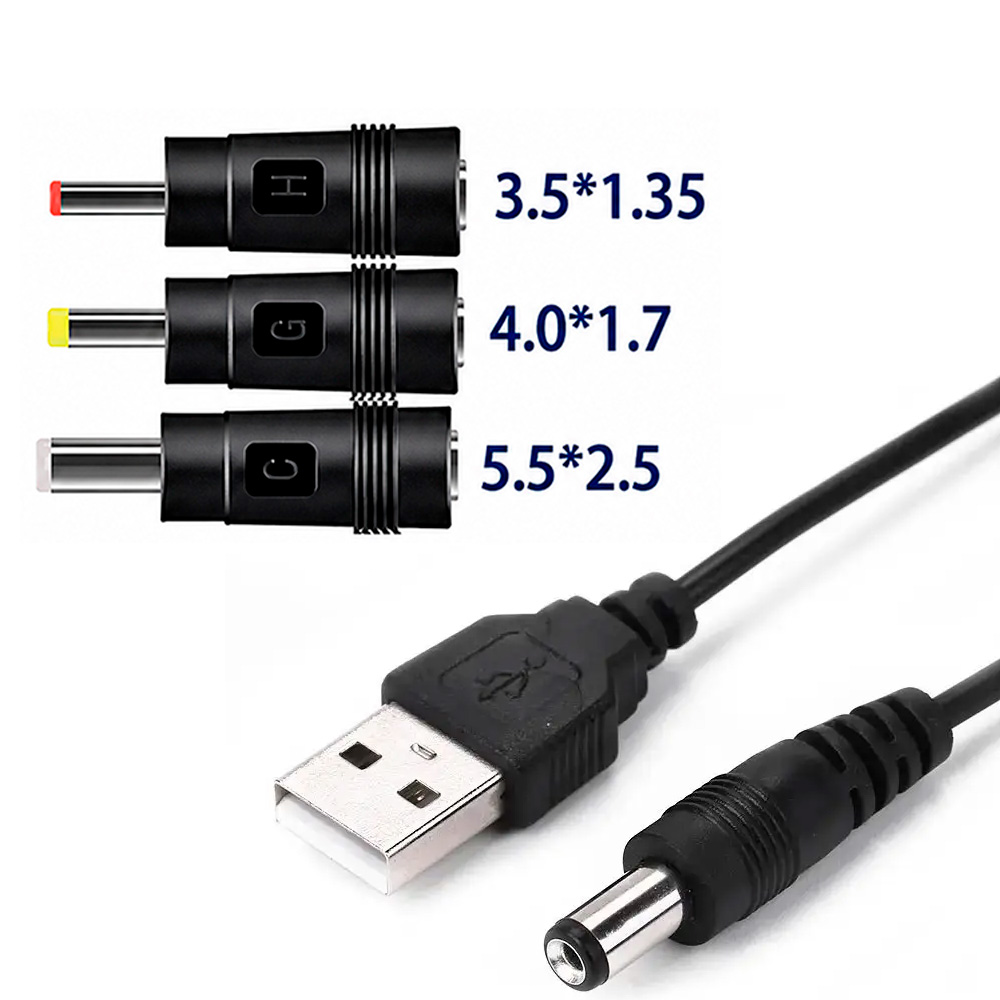Кабель USB-DC 5V для роутера від павербанка з 3 перехідниками — фото 3