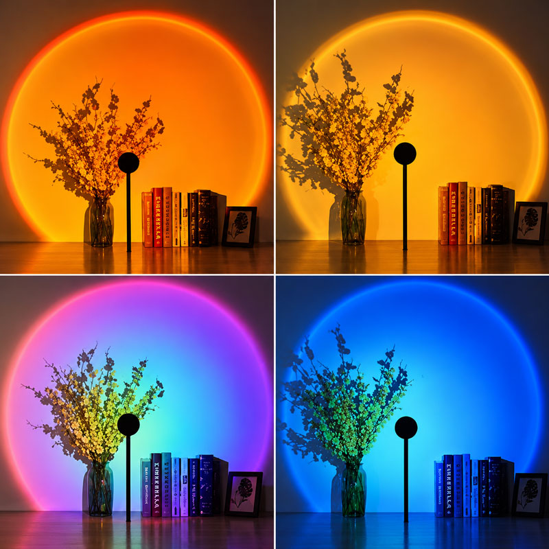 Нічник проектор заходу сонця RGB з пультом — фото 3