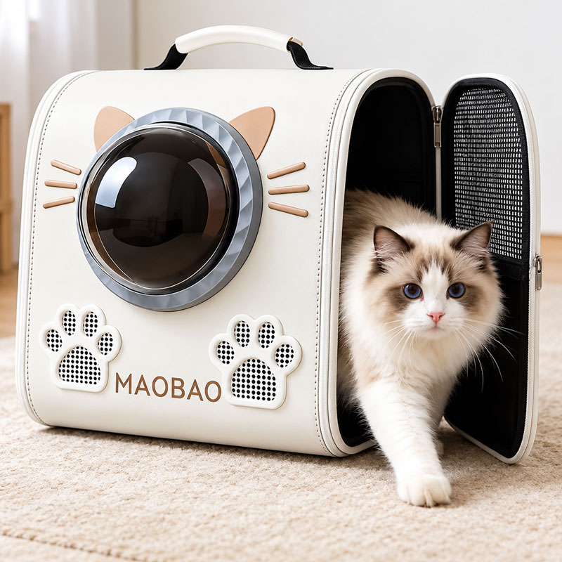 Рюкзак-переноска для кота з вікном S-cat2 білий — фото 3