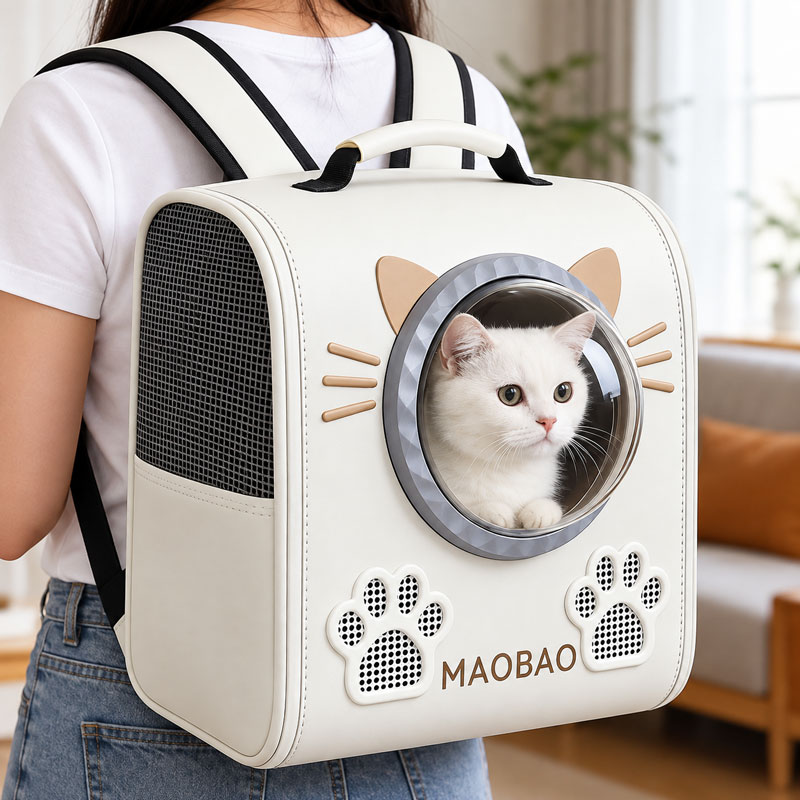 Рюкзак-переноска для кота з вікном S-cat2 білий — фото 4