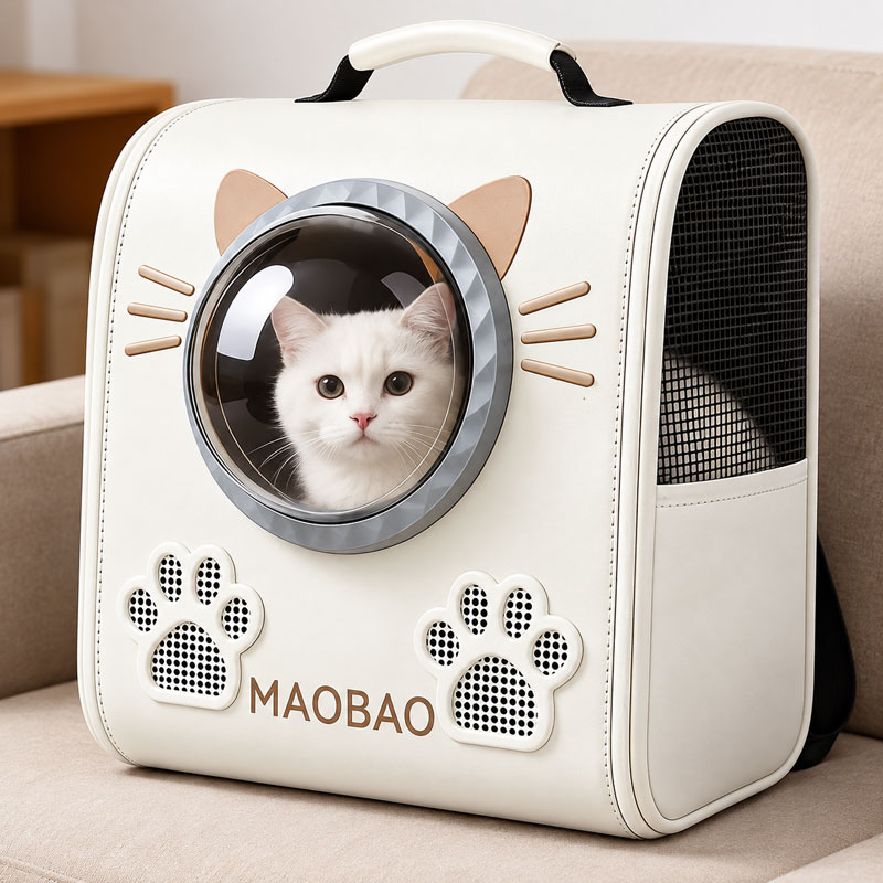 Рюкзак-переноска для кота з вікном S-cat2 білий — фото 5