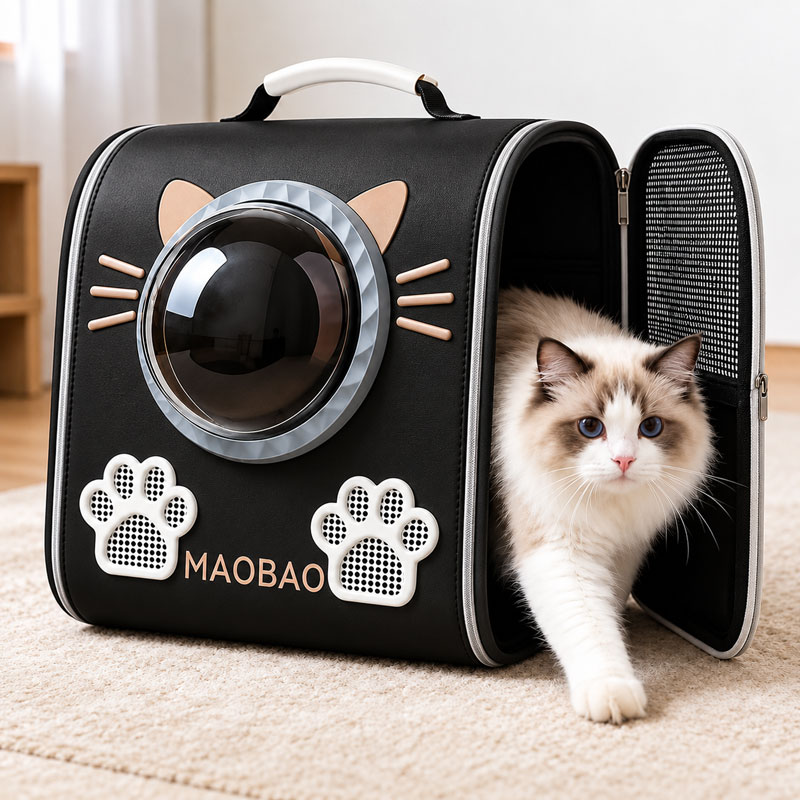 Рюкзак-переноска для кота з вікном S-cat2 чорний — фото 3