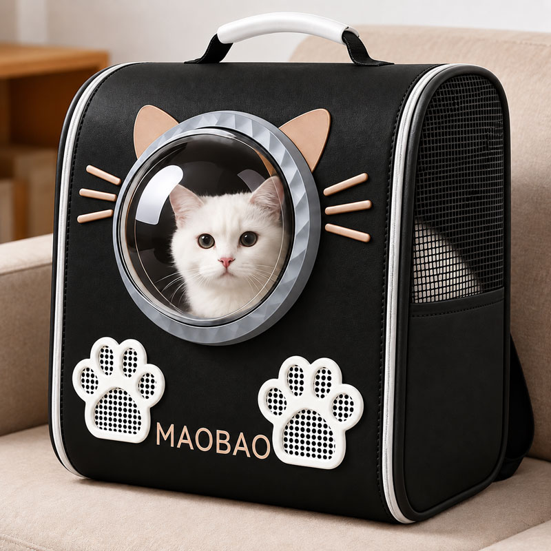Рюкзак-переноска для кота з вікном S-cat2 чорний — фото 5